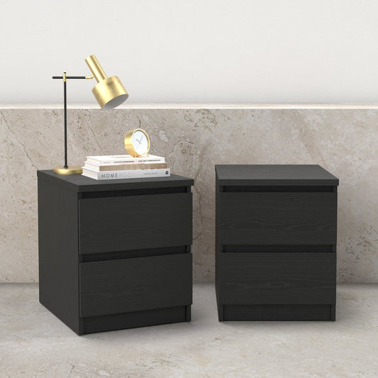 Scottsdale 2 Drawer Nightstand - Set of 2, Black Woodgrain