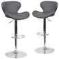 2 Pk. Contemporary Gray Vinyl Adjustable Height Barstool with Chrome Base