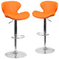 2 Pk. Contemporary Orange Vinyl Adjustable Height Barstool with Chrome Base