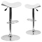 2 Pk. Contemporary White Vinyl Adjustable Height Barstool with Chrome Base