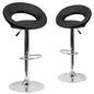 2 Pk. Black Vinyl Rounded Back Adjustable Height Barstool with Chrome Base