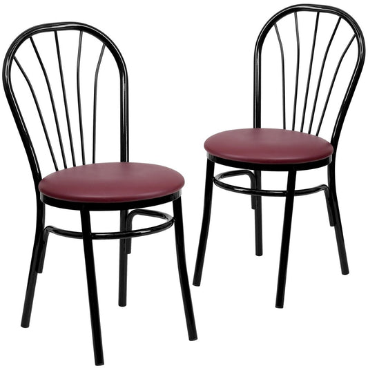 2 Pk. HERCULES Series Fan Back Metal Chair - Burgundy Vinyl Seat