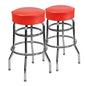 2 Pk. Double Ring Chrome Barstool with Red Seat