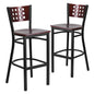 2 Pk. Back Metal Restaurant Barstool - Mahogany Wood Back & Seat