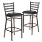 2 Pk. Clear Coated Ladder Back Metal Restaurant Barstool - Black Vinyl Seat