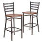 2 Pk. Clear Coated Ladder Back Metal Restaurant Barstool - Cherry Wood Seat