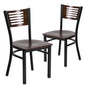 2 Pk. Slat Back Metal Chair - Walnut Wood Back & Seat