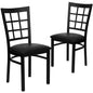 2 Pk. Black Window Back Metal Restaurant Chair - Black Vinyl Seat