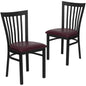 2 Pk. Black School House Back Metal Restaurant Chair - Burgundy Vinyl Seat