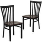 2 Pk. Black School House Back Metal Restaurant Chair - Mahogany Wood Seat