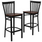 2 Pk. Black School House Back Metal Restaurant Barstool - Cherry Wood Seat