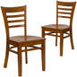 2 Pk. HERCULES Series Cherry Finished Ladder Back Wooden Restaurant Chair