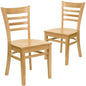 2 Pk. HERCULES Series Natural Wood Finished Ladder Back Wooden Restaurant Chair