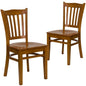 2 Pk. HERCULES Series Cherry Finished Vertical Slat Back Wooden Restaurant Chair