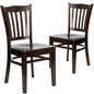 2 Pk. HERCULES Series Walnut Finished Vertical Slat Back Wooden Restaurant Chair