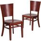 2 Pk. Lacey Series Solid Back Mahogany Wooden Restaurant Chair