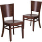 2 Pk. Lacey Series Solid Back Walnut Wooden Restaurant Chair