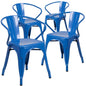 4 Pk. Blue Metal Indoor-Outdoor Chair with Arms