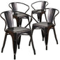 4 Pk. Black-Antique Gold Metal Indoor-Outdoor Chair with Arms