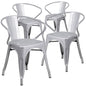 4 Pk. Silver Metal Indoor-Outdoor Chair with Arms