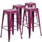 4 Pk. 30'' High Backless Purple Indoor-Outdoor Barstool