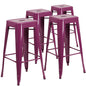 4 Pk. 30'' High Backless Purple Indoor-Outdoor Barstool