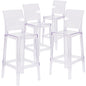 4 Pk. Ghost Barstool in Transparent Crystal with Square Back