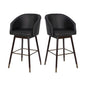 30" Mid-Back Barstoo, Black LeatherSoft/Bronze Accents-Set of 2