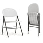 2 Pack HERCULES Series 330 lb. Capacity Granite White Plastic Folding Chair with Charcoal Frame