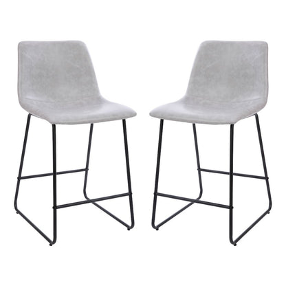 24 inch LeatherSoft Counter Height Barstools in Light Gray, Set of 2