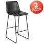 30 Inch LeatherSoft Bar Height Barstools in Dark Gray, Set of 2