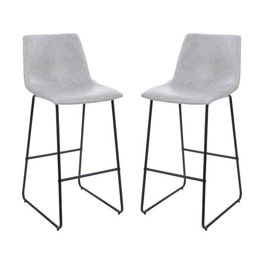 30 inch LeatherSoft Bar Height Barstools in Light Gray, Set of 2