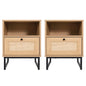 Set of 2 Mid-Century Modern Nightstands or End Tables, Natural