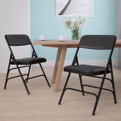 Metal Folding Chairs with Padded Seats | Set of 2 Black Metal Folding Chairs