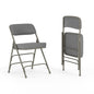 2 Pack Curved Triple Braced & Double Hinged Gray Fabric Metal Folding Chair