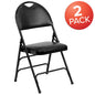 2 Pack HERCULES Series Ultra-Premium Triple Braced Black Vinyl Metal Folding Chair with Easy-Carry Handle