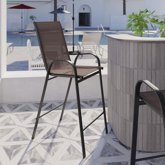 Set of 2 Sling Patio Stools for Commercial and Residential Use