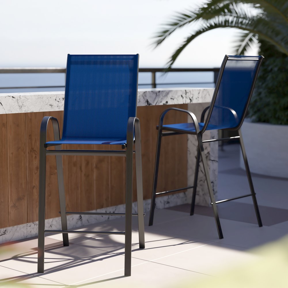 Set of 2 Sling Patio Stools for Commercial and Residential Use