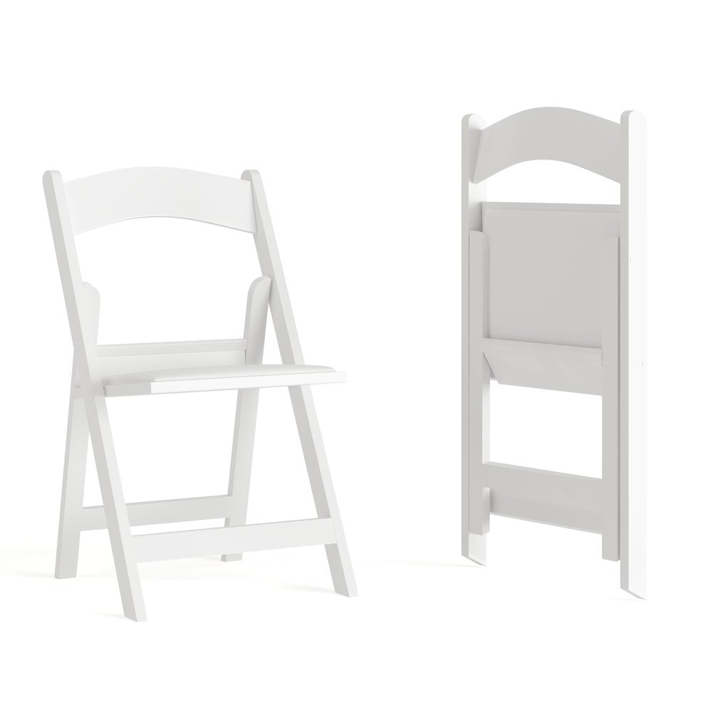 Folding Chair - White Resin - 2 Pack 800LB Weight Capacity
