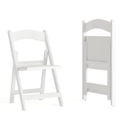 Folding Chair - White Resin - 2 Pack 800LB Weight Capacity