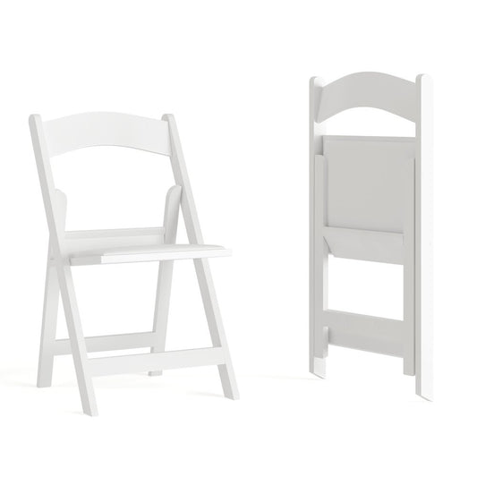 Folding Chair - White Resin - 2 Pack 800LB Weight Capacity