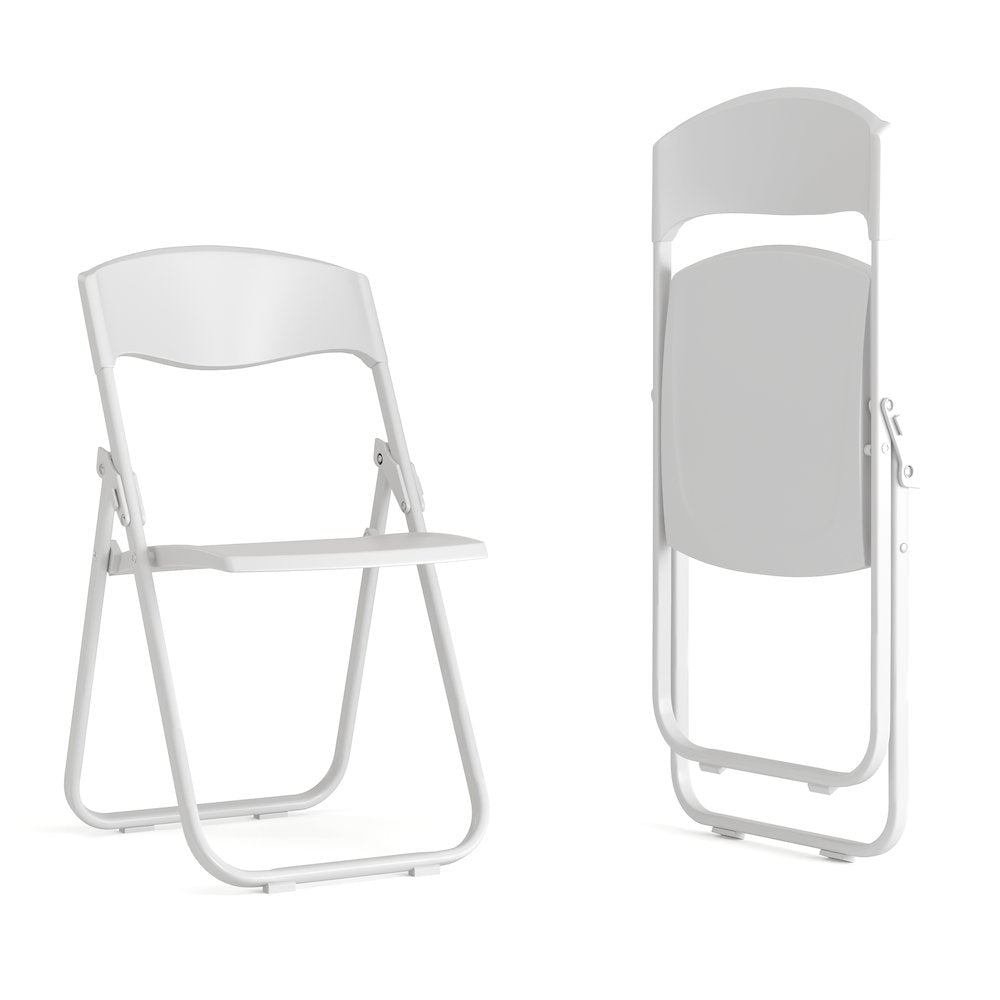 2 Pack 500 lb. Capacity Heavy Duty White Plastic Folding Chair