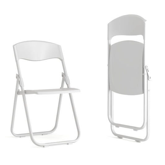 2 Pack 500 lb. Capacity Heavy Duty White Plastic Folding Chair