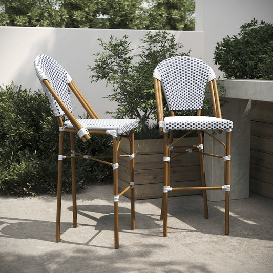 2PK White/Navy - Paris Stool
