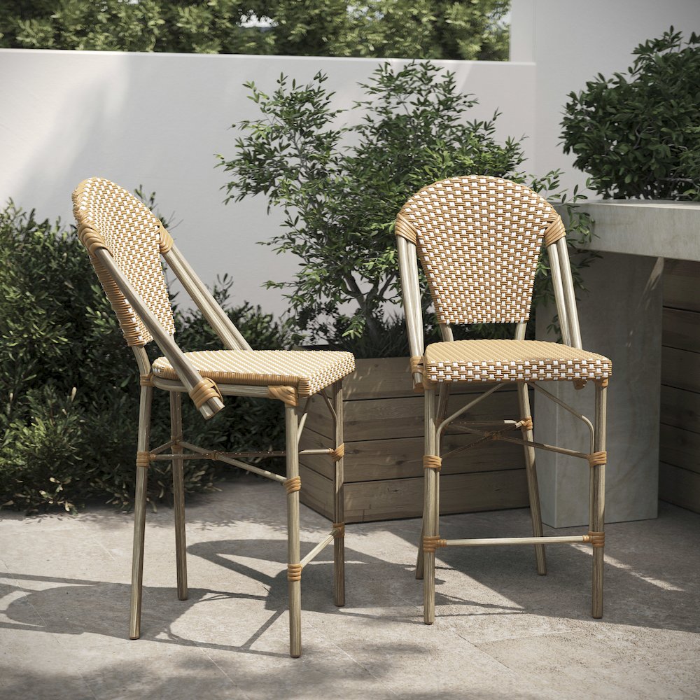 2PK Natural/White Paris Stool