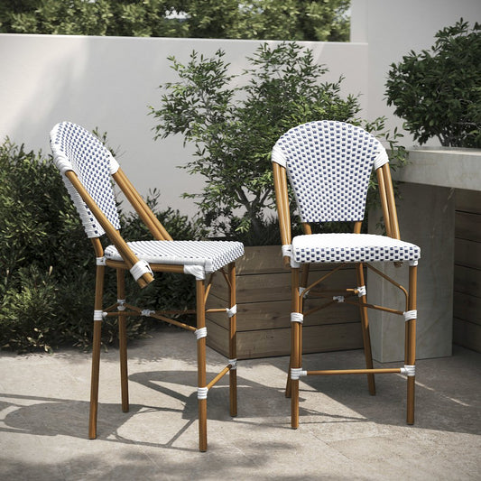 2PK White/Navy Paris Stool