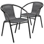 2 Pack Gray Rattan Indoor-Outdoor Restaurant Stack Chair