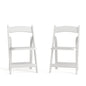 2 Pack White Wood Folding Chair with Vinyl Padded Seat