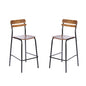 2 Pack Cyprus Solid Wood Bar Stools, Black Metal Frames, Antique Copper Finish
