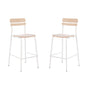 2 Pack Cyprus Solid Wood Bar Stools, White Metal Frames, Antique White Finish
